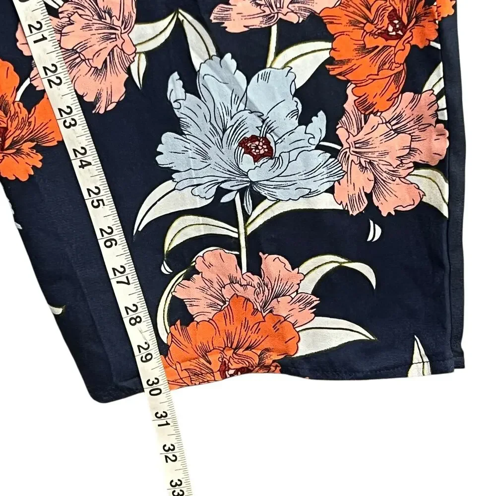 Gypsies & Moondust Jumpsuit‎ XL Navy Blue Floral Lace Up Wide Leg Tropical Boho